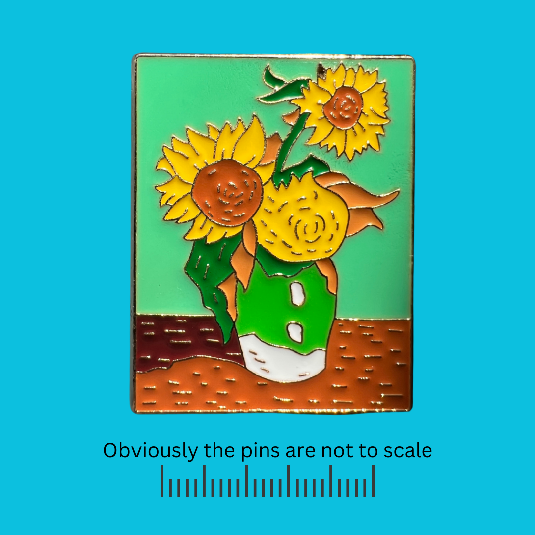 Three Sunflowers Painting - Inspired by Van Gogh Artwork Pin