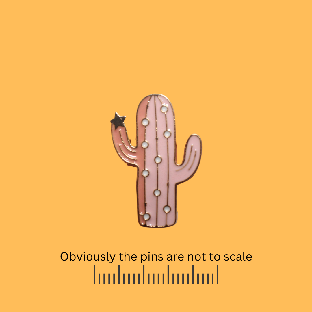 Pink Cactus with Star Pin