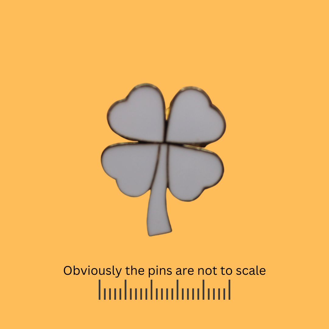 White Four Leaf Clover Pin