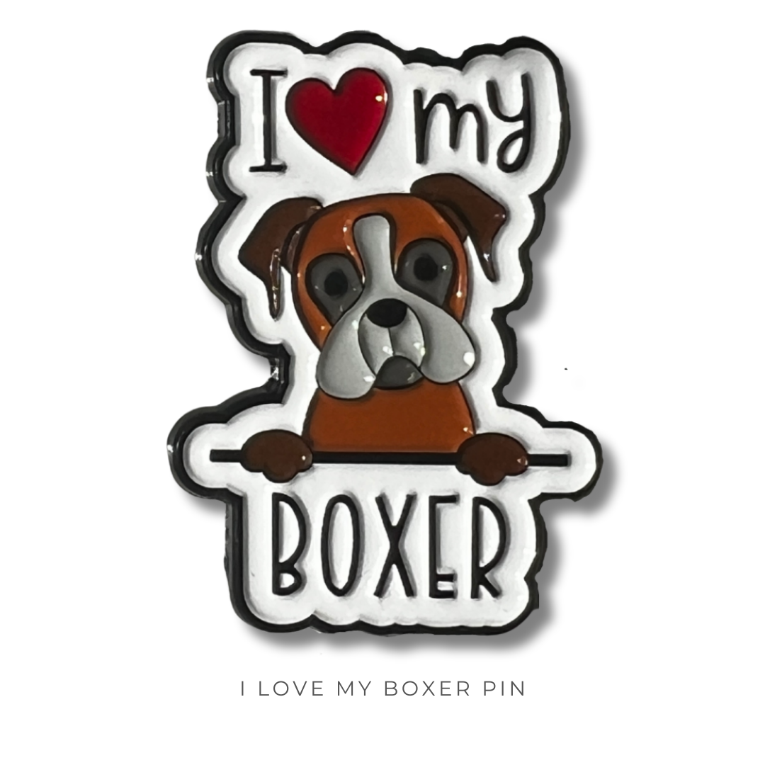 I Love My Boxer Pin