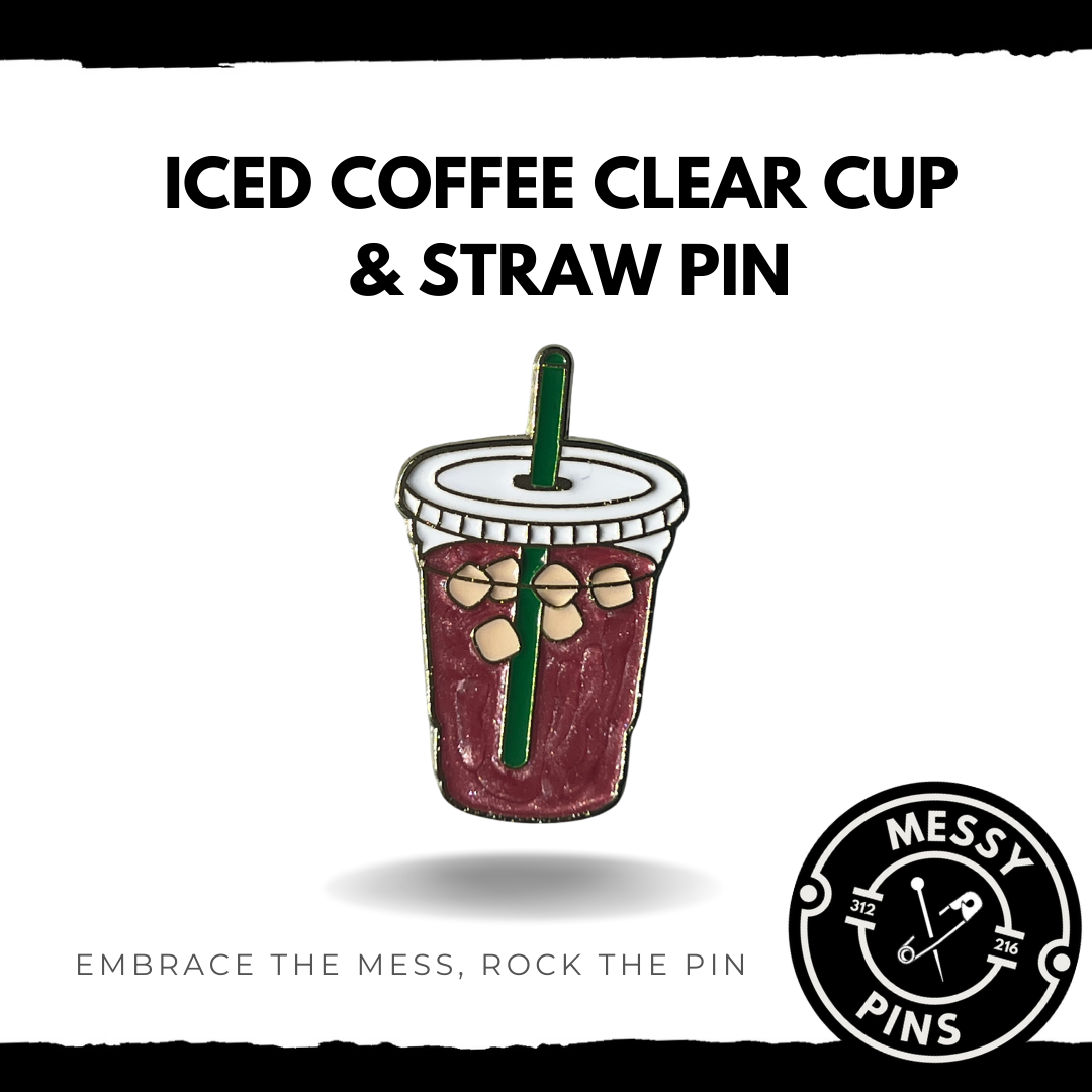 Iced Coffee Clear Cup & Straw Pin