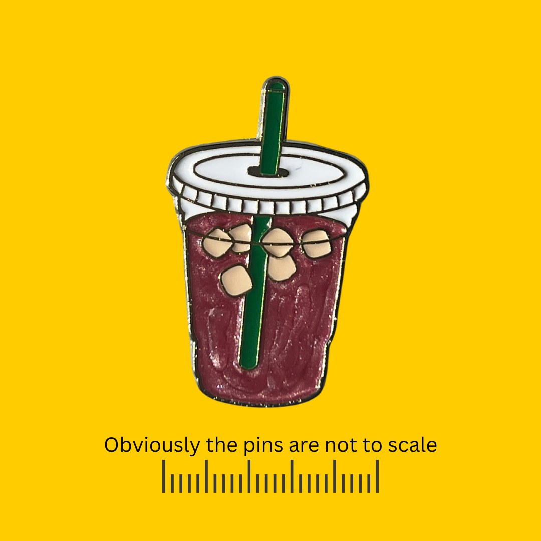 Iced Coffee Clear Cup & Straw Pin