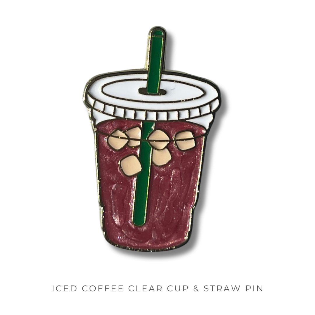 Iced Coffee Clear Cup & Straw Pin