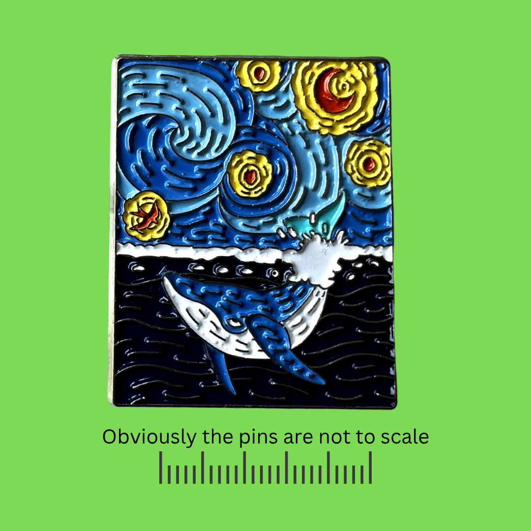 Van Gogh Style Whale Painting Pin