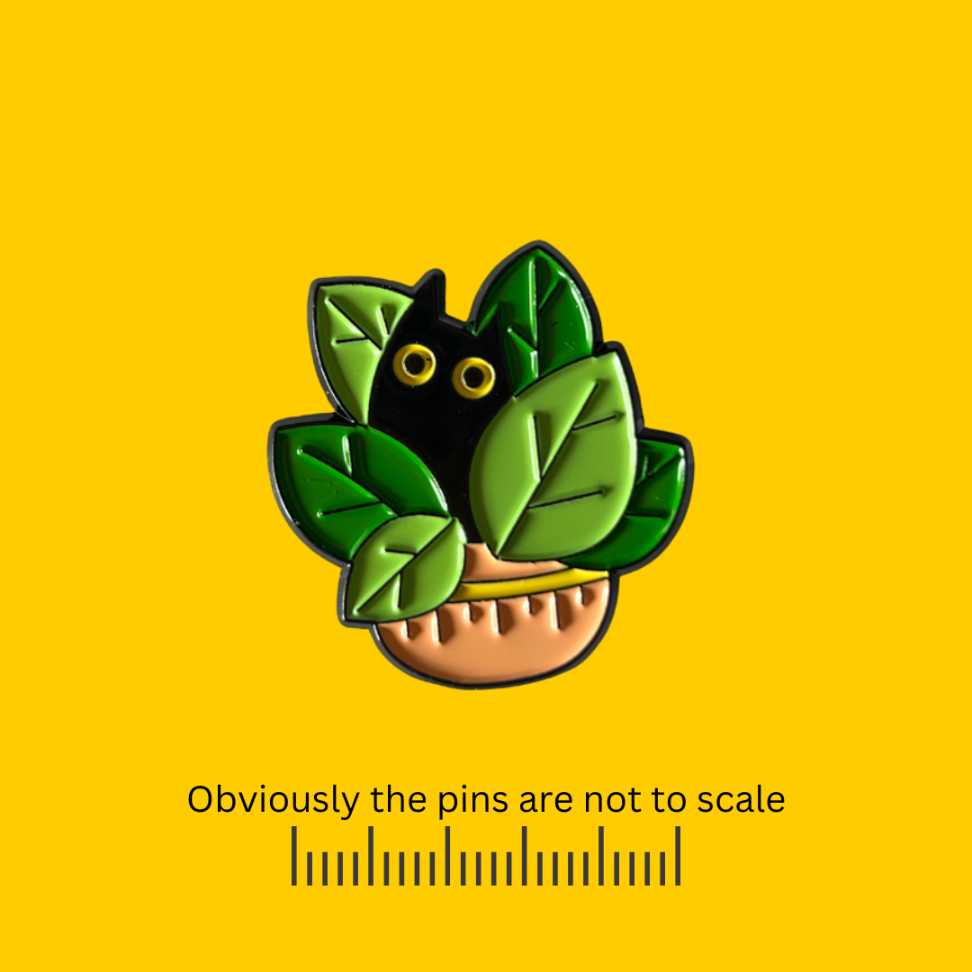 Black Cat with Succulents Pins