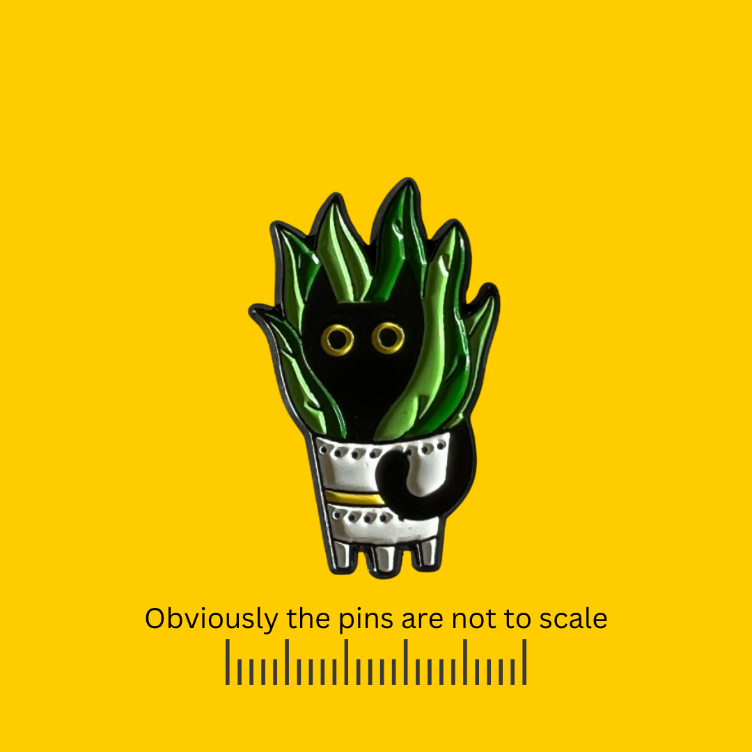 Black Cat with Succulents Pins