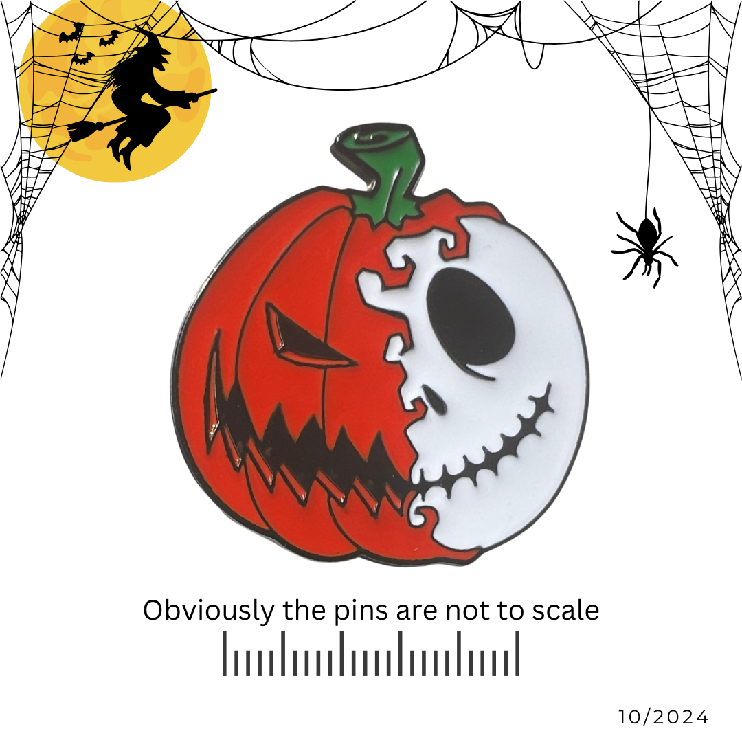 Half Evil Pumpkin | Half Jack Skellington Pin