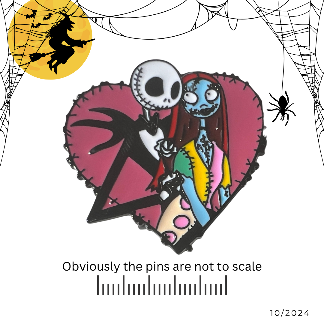 Jack Skellington and Sally Shock Heart Pin