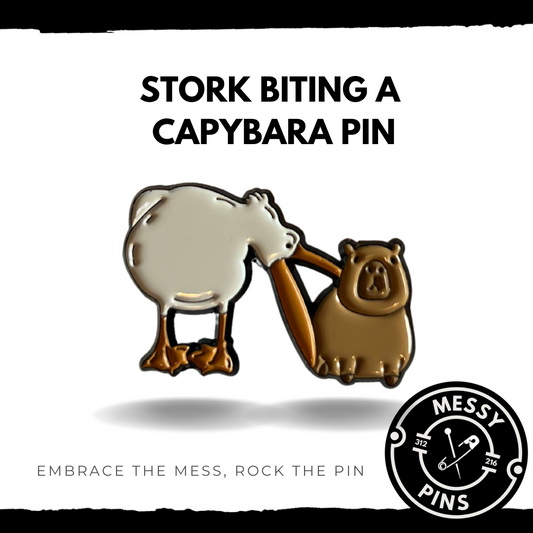 Stork Biting at Capybara Pin