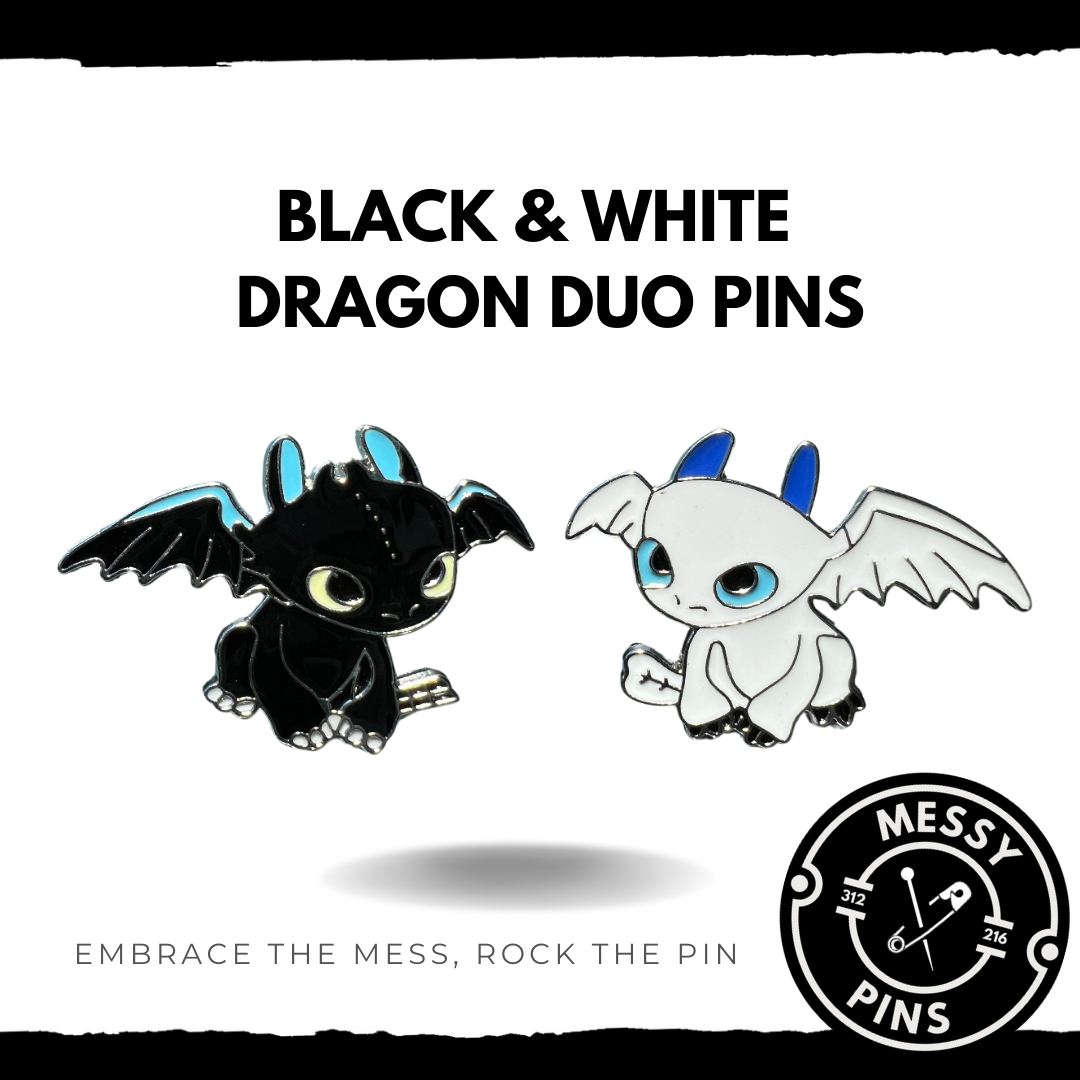 Black & White Dragon DUO Pins