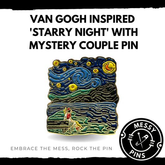 Van Gogh Inspired 'Starry Night' with Mystery Couple Pin