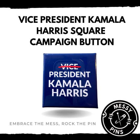 Blue Vice President Kamala Harris Square Campaign Button