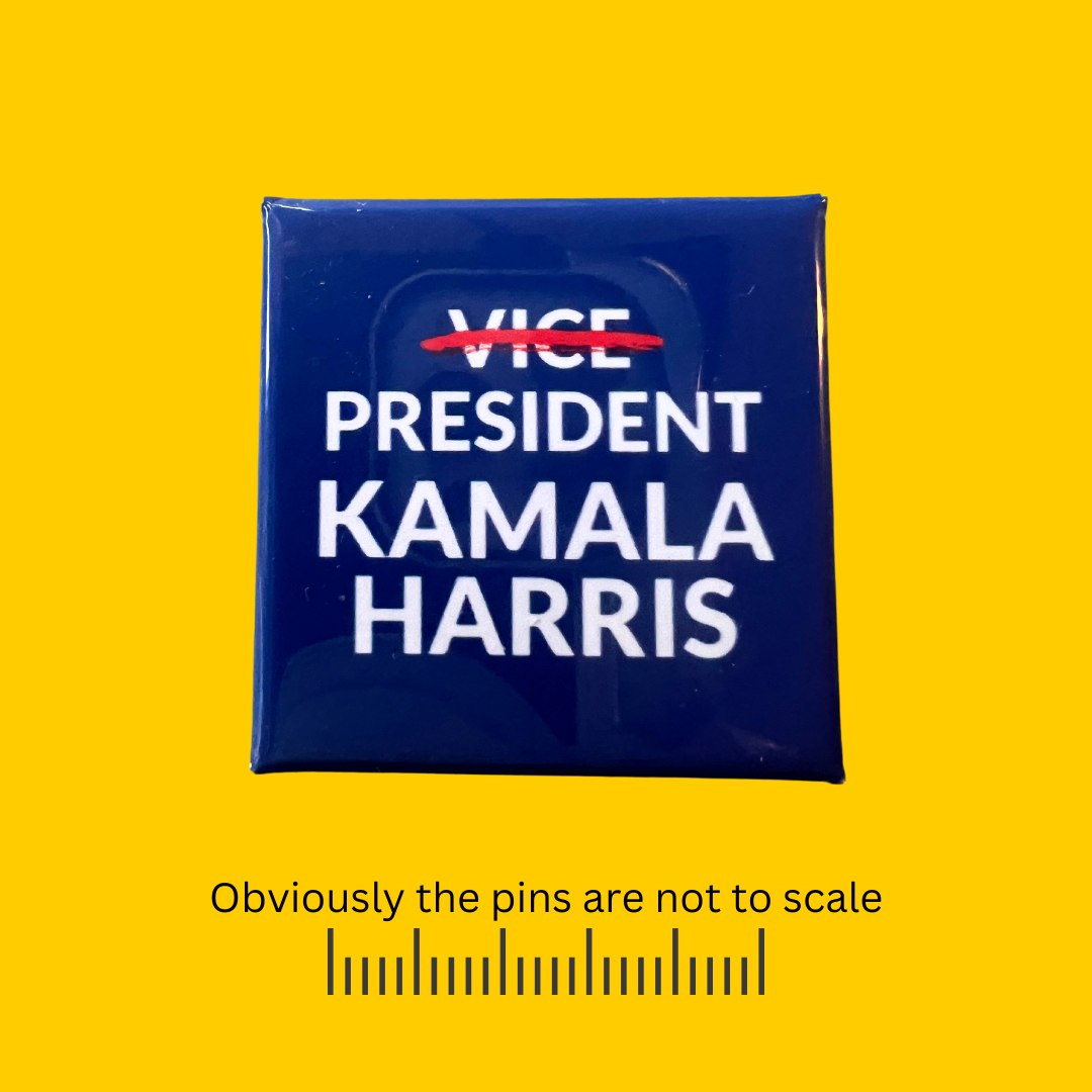 Blue Vice President Kamala Harris Square Campaign Button