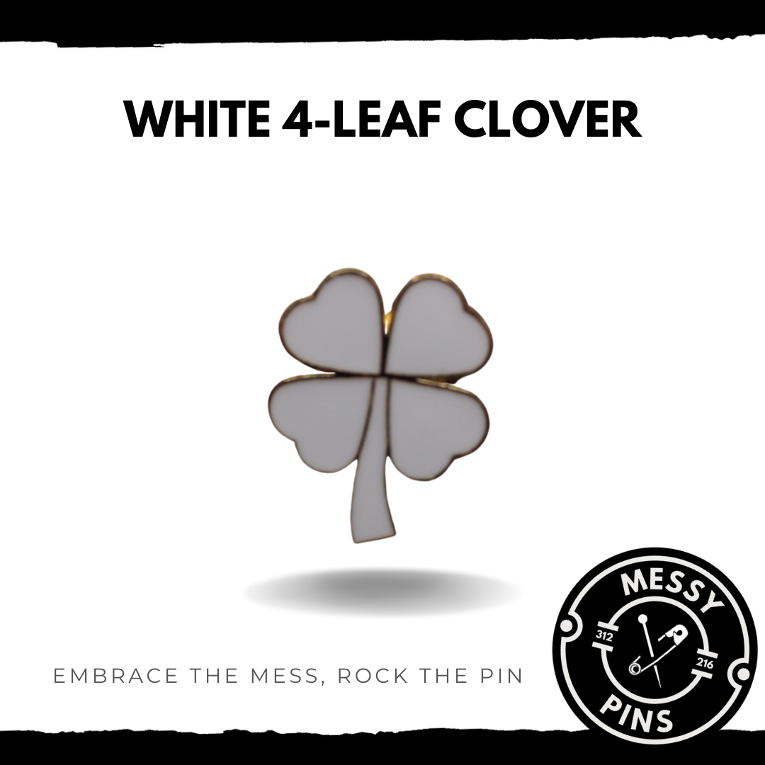 White Four Leaf Clover Pin