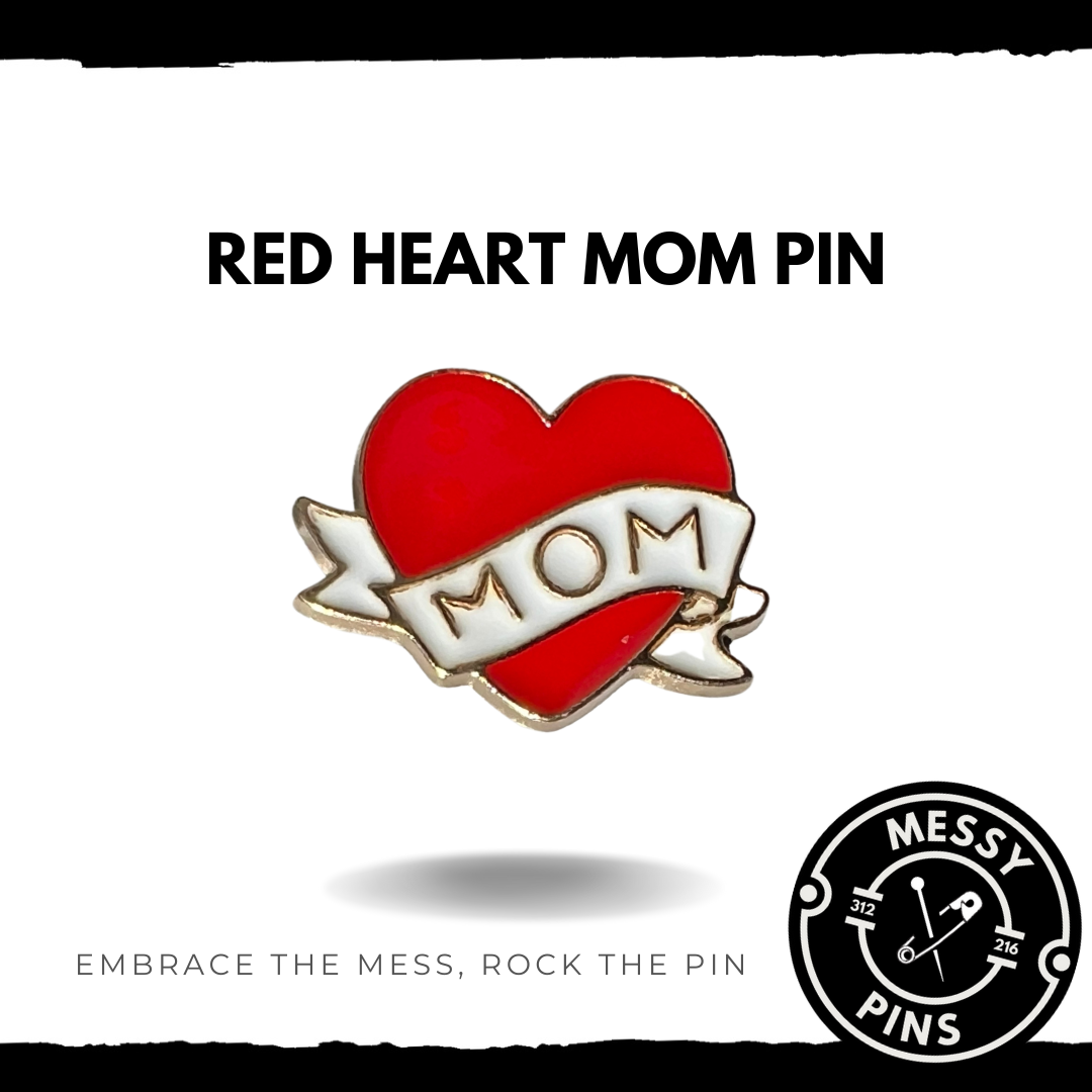 Red Heart Mom Pin