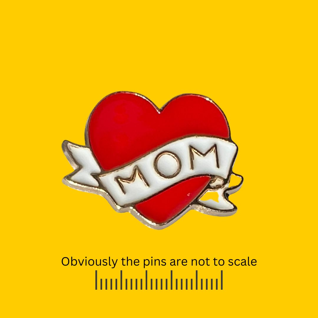 Red Heart Mom Pin