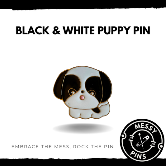 Black & White Puppy Pin