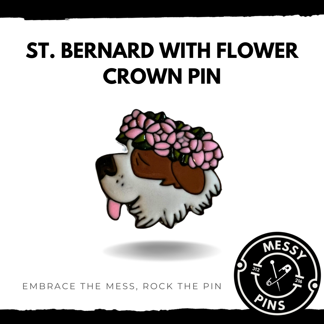 St. Bernard with Flower Crown Pin