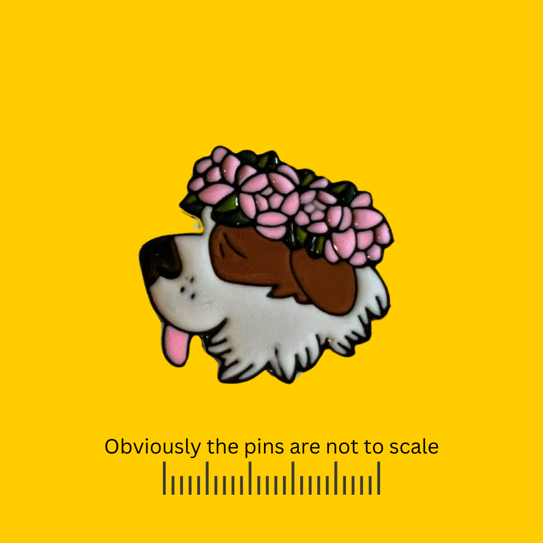 St. Bernard with Flower Crown Pin