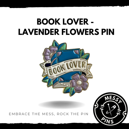 Book Lover - Lavender Flowers Pin