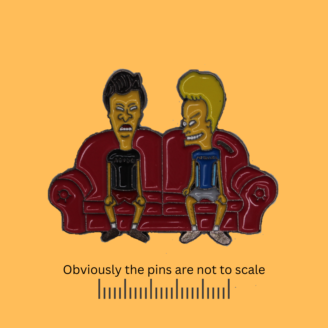 On the Couch w/Beavis and ButtHead Pin