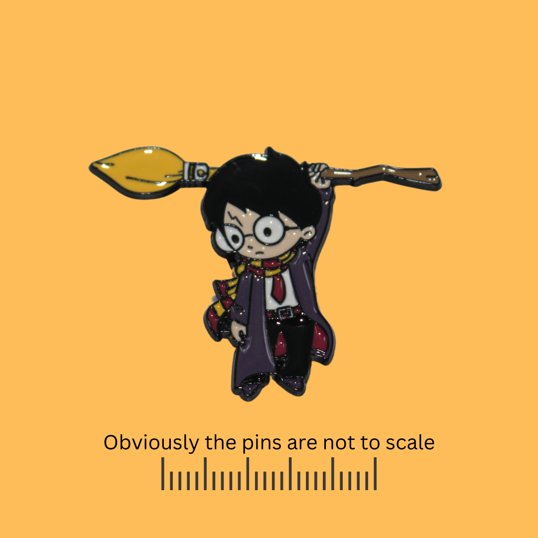 Harry Potter Hanging from a Broomstick | Cartoon Pin