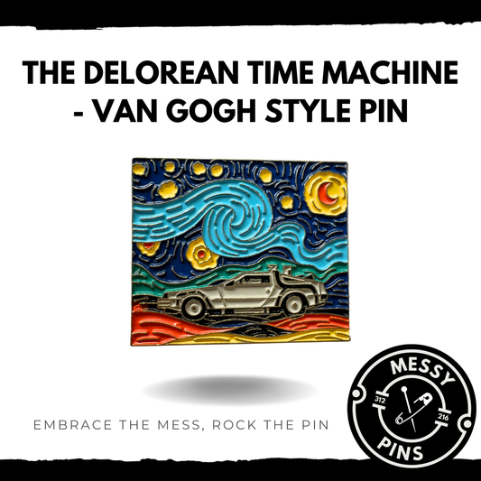 The DeLorean Time Machine - Van Gogh Style Pin