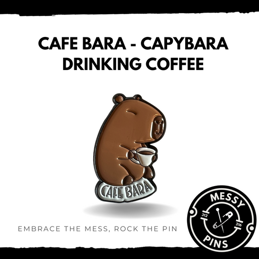 Cafe Bara - Capybara Drinking Coffee Pin