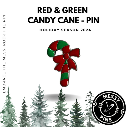 Red & Green Candy Cane - Pin