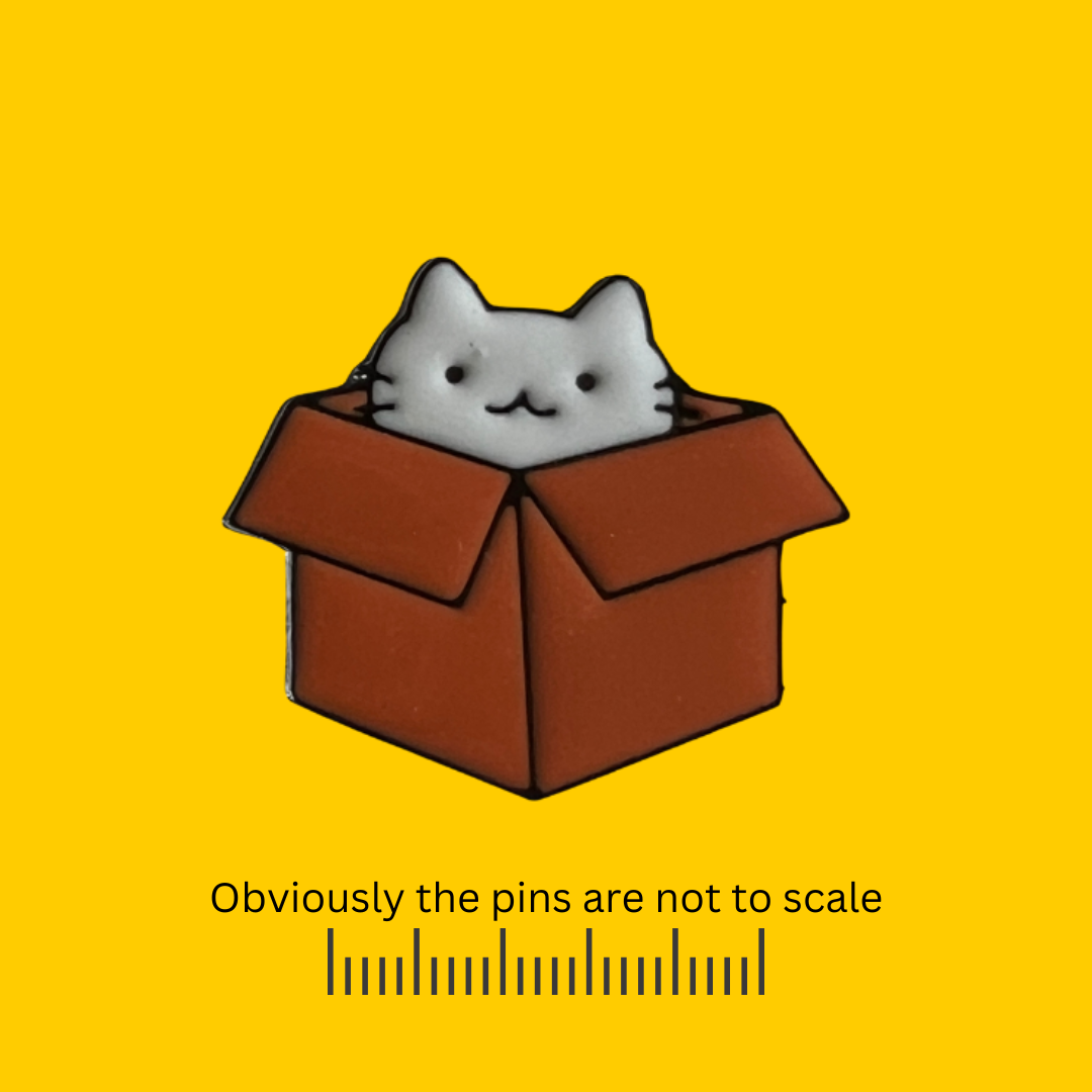 White Cat Hiding in a Box Pin