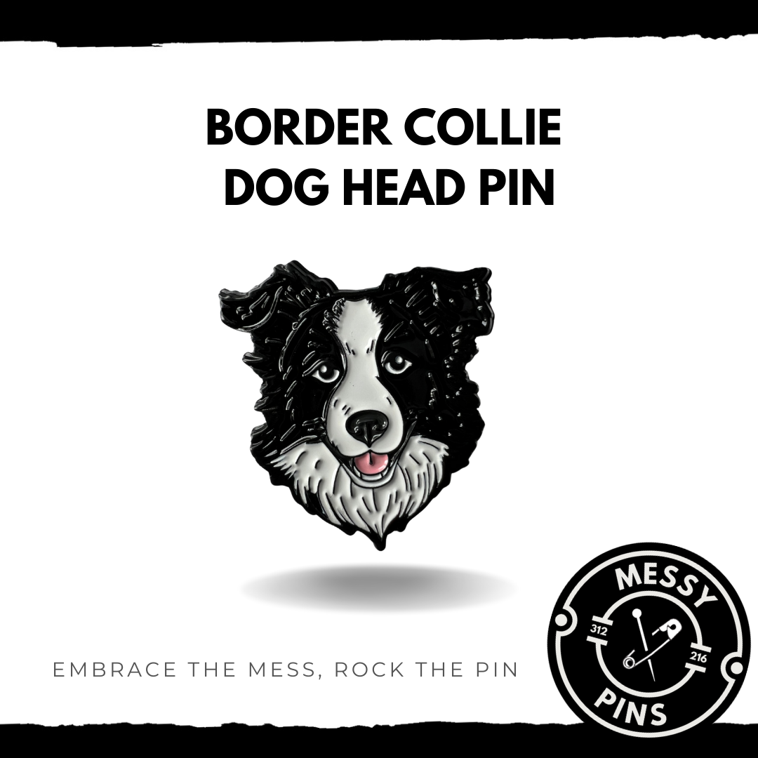 Border Collie Dog Head Pin