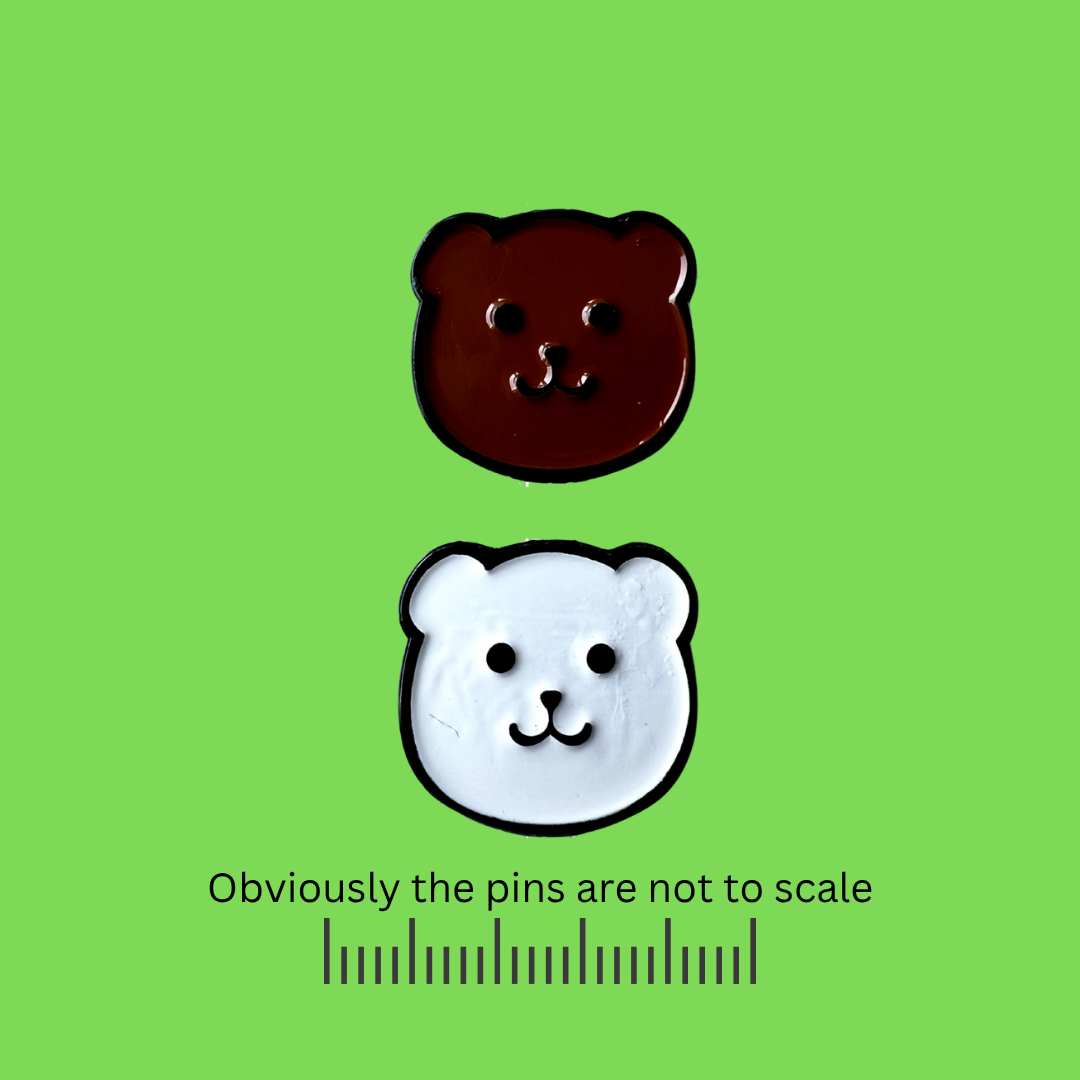 Bear Face (Brown/White) Duo Pins