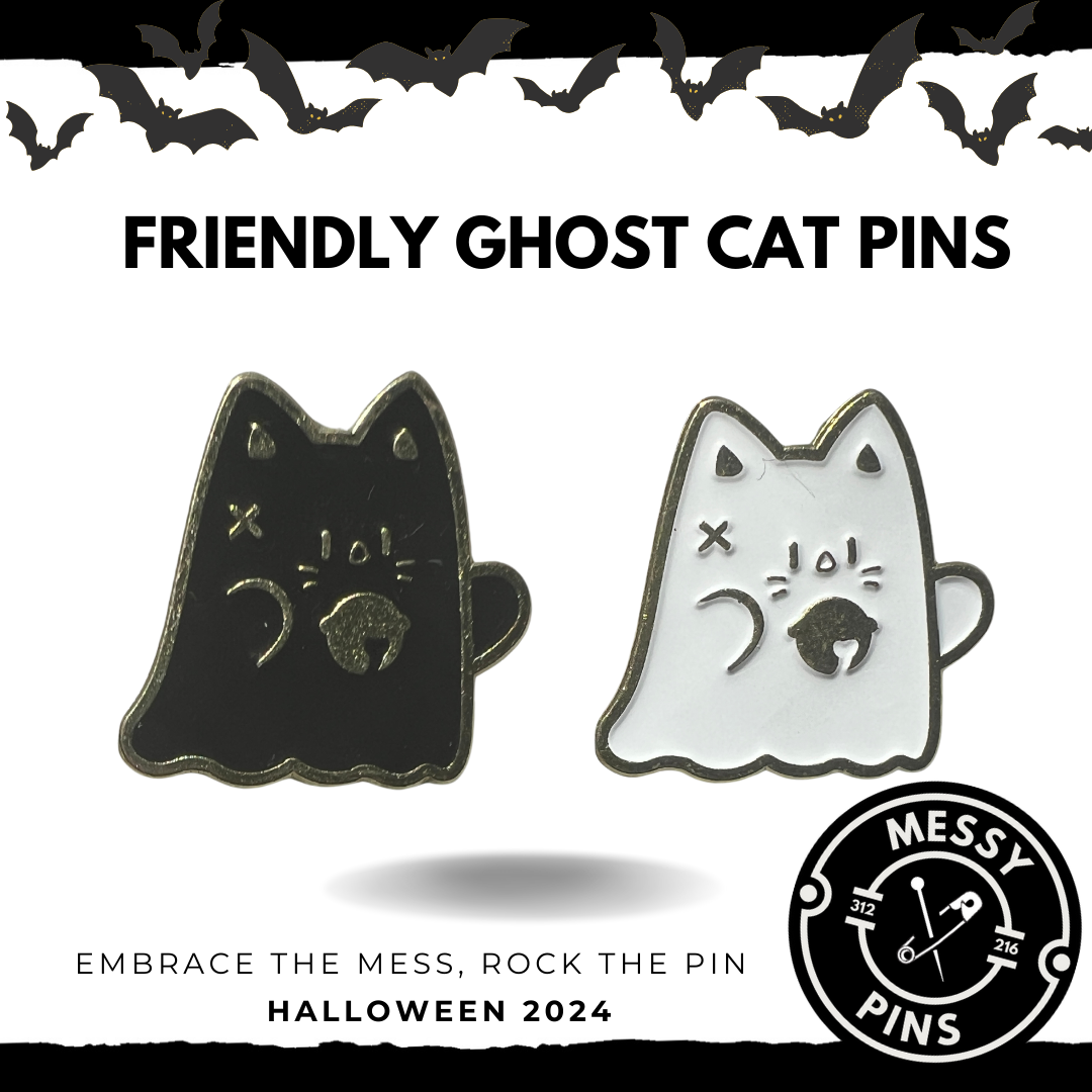 Black & White - Ghost Cats Pin