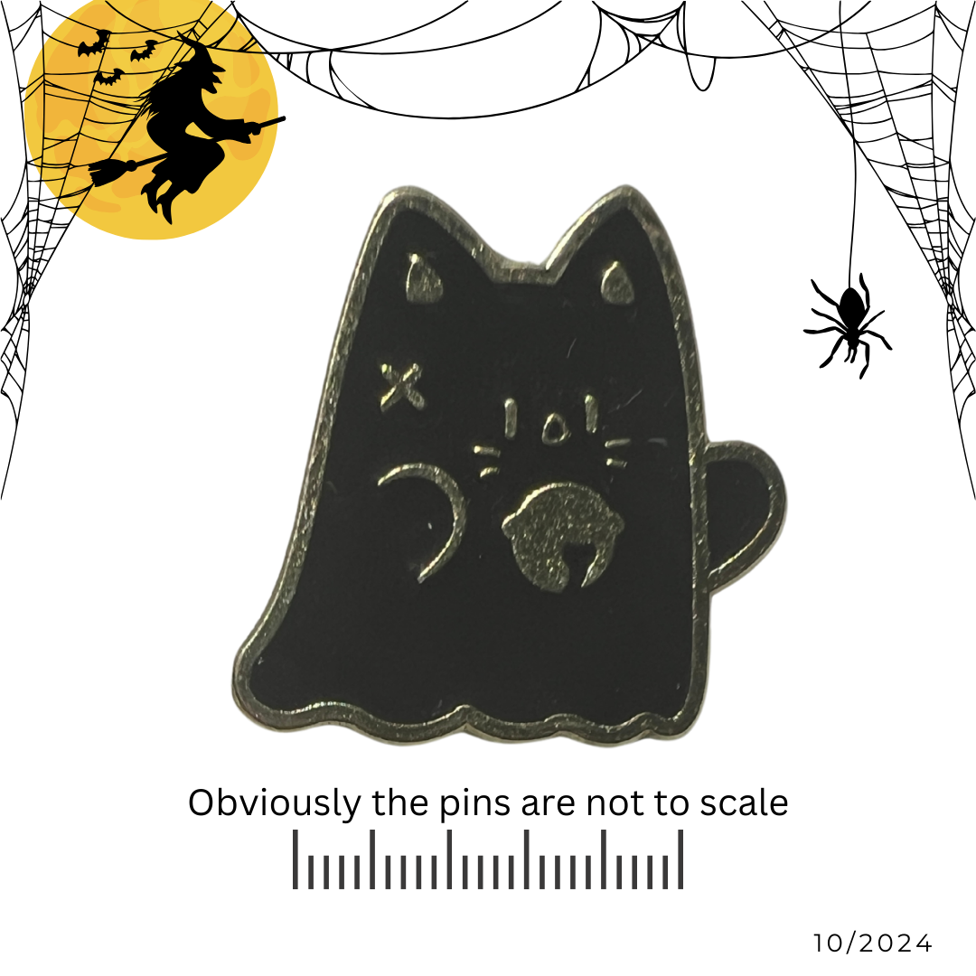 Black & White - Ghost Cats Pin