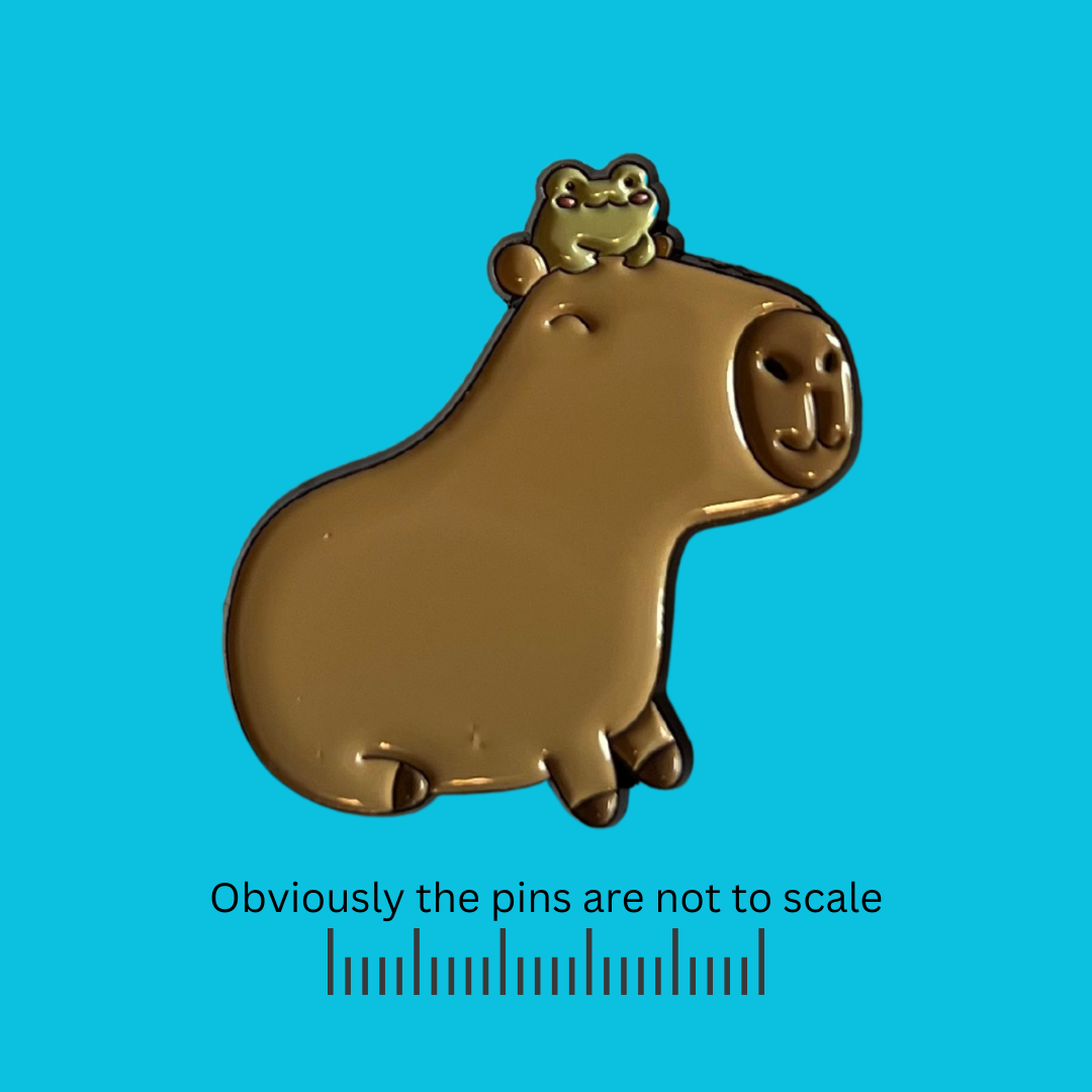 Frog on Top of Capybara Pin