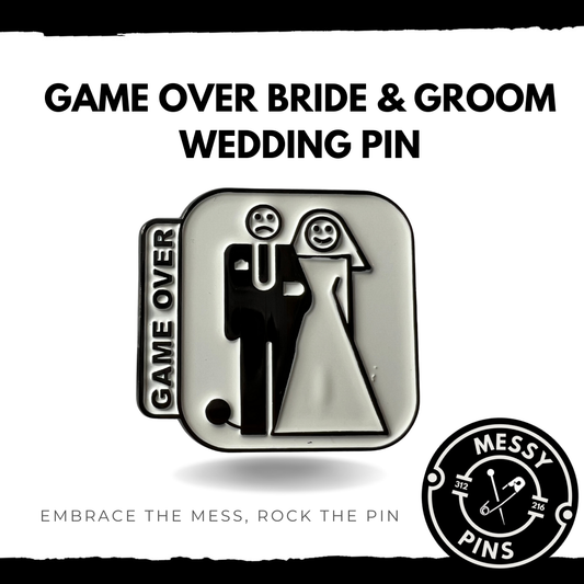 Game Over Bride & Groom Wedding Pin