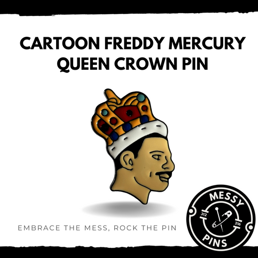 Cartoon Freddy Mercury Queen Crown Pin