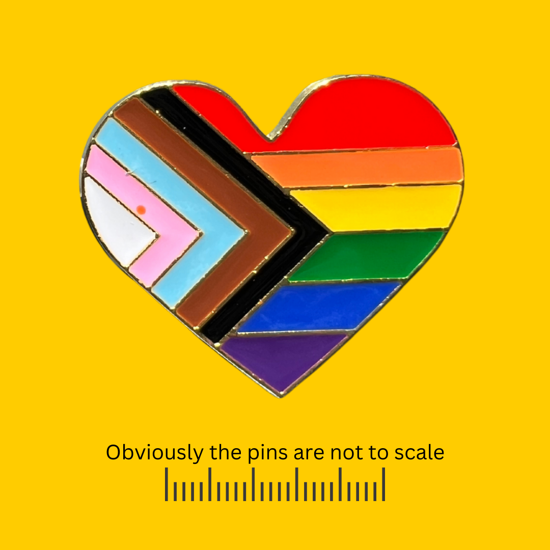 LGBTQIA+ Progress Flag Heart Pin