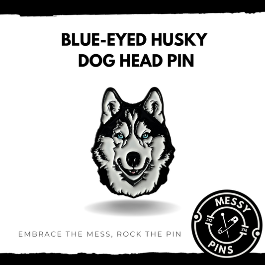 Blue-Eyed Husky Dog Head Pin