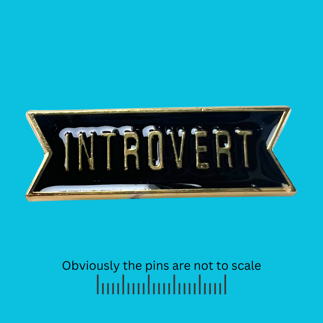 Introvert Black Ribbon Pin