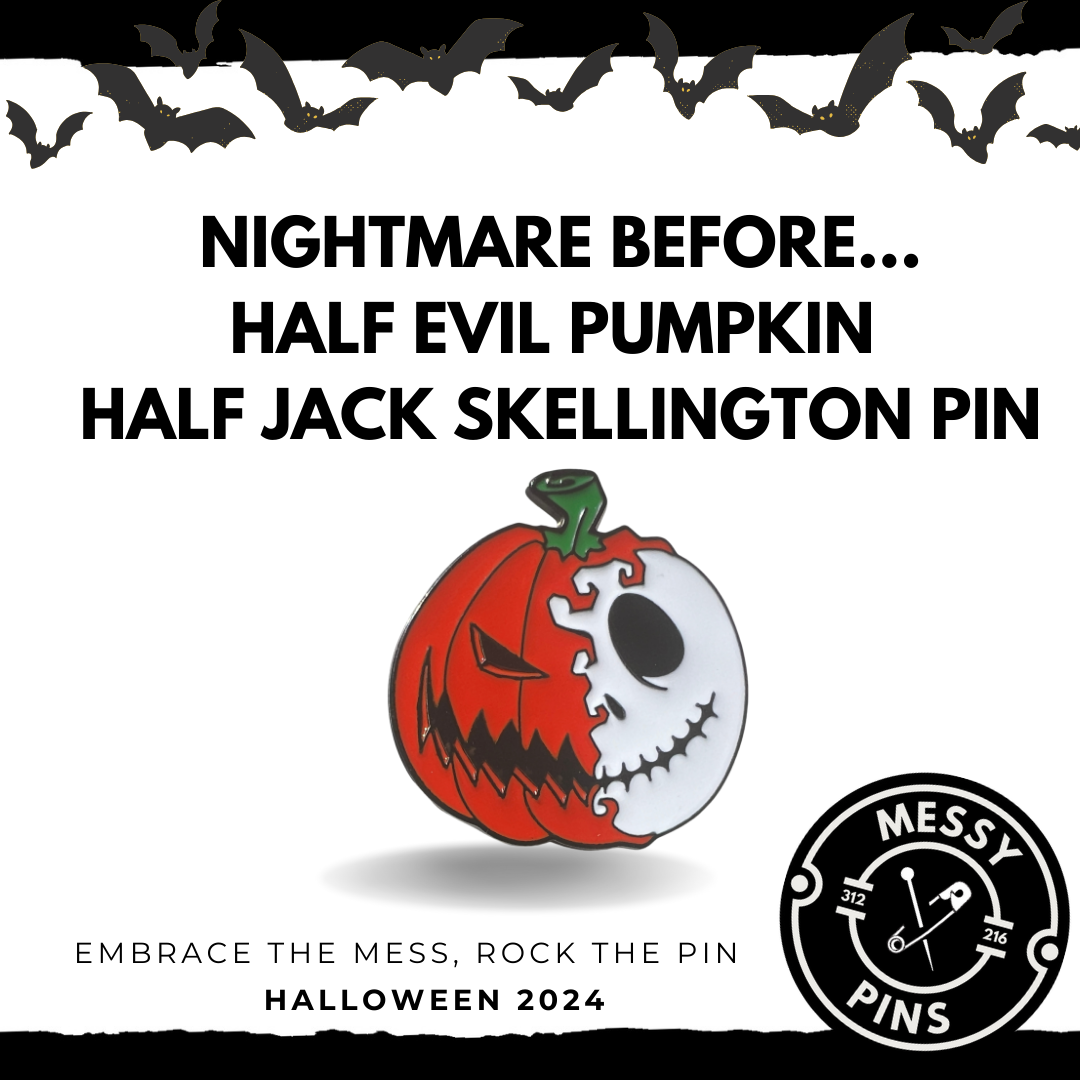 Half Evil Pumpkin | Half Jack Skellington Pin