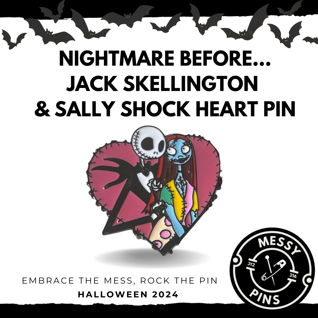 Jack Skellington and Sally Shock Heart Pin