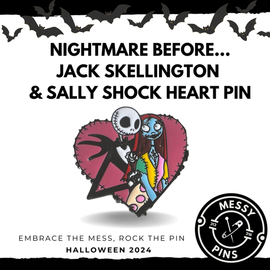Jack Skellington and Sally Shock Heart Pin