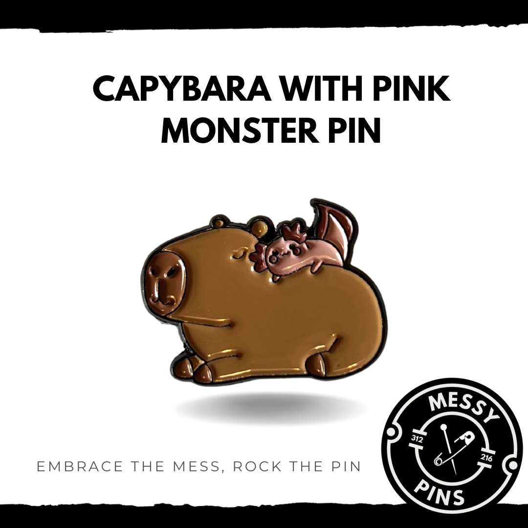 Capybara with Pink Monster Pin