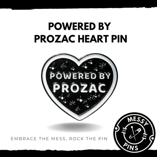 Powered By Prozac Heart Pin