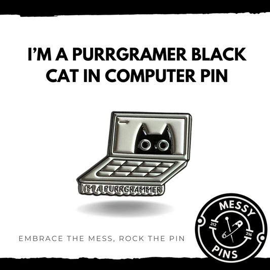 I'm a Purr-grammer Black Cat Pin