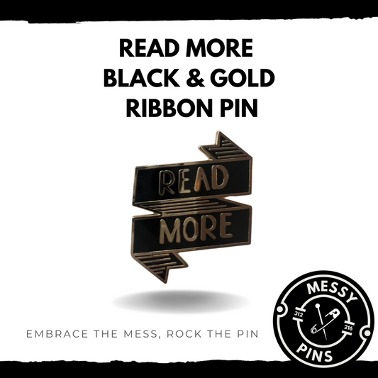 Read More Black & Gold Ribbon Pin