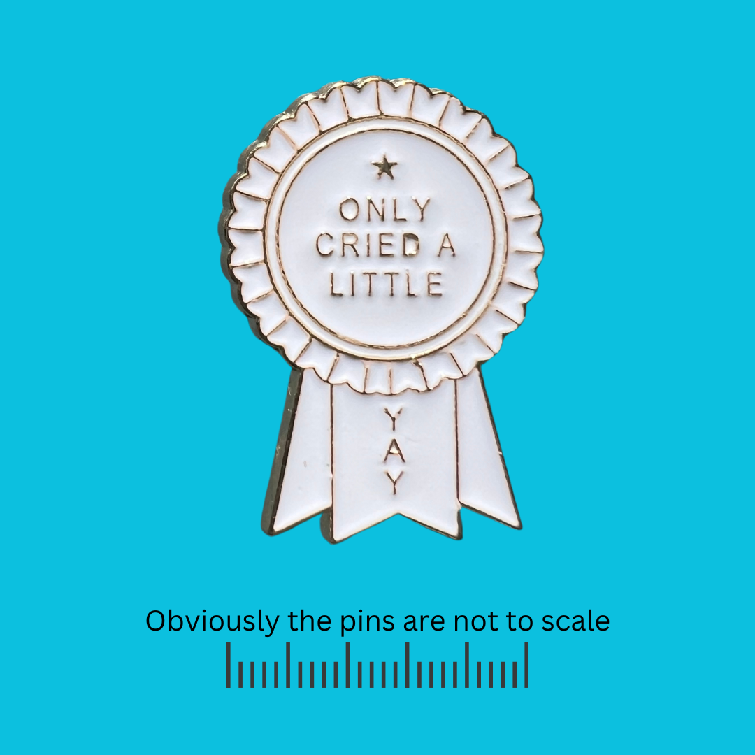 Only Cried a Little White Ribbon Pin