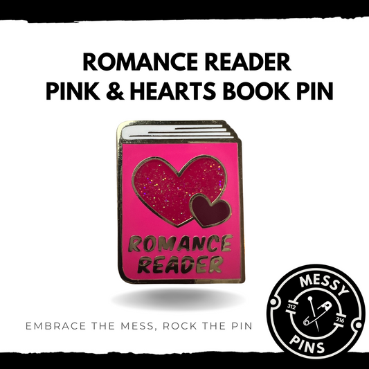 Romance Reader - Pink & Hearts Book Pin