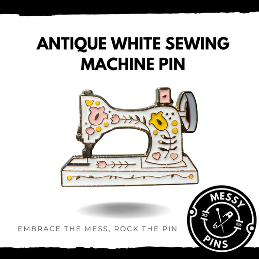 Antique White Sewing Machine Pin